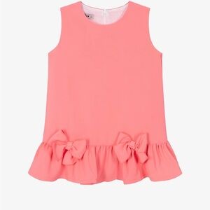 Pink Sleeveless Kids Dress with Bow Accents
